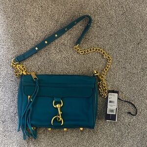 Rebecca Minkoff Blue Crossbody Bag with Gold Accents